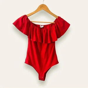 J crew  off the shoulder ruffle bodysuit S